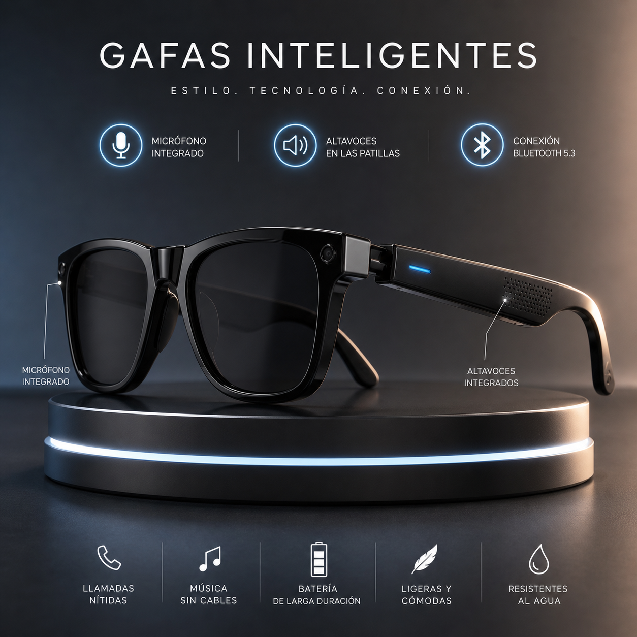 Gafas de sol inteligentes 3D